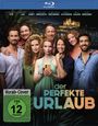 Text oben: Florian David Fitz, Frederick Lau, Diana Amft, Karoline Herfurth, Wotan Wilke Möhring, Jessica Schwarz, Jella Haase, Elyas M’Barek. Text Mitte: "der perfekte Urlaub". Vorne stehen lächelnde Menschen, eine Frau hält ein Handy. Unten links: "FSK ab 12 freigegeben"-Logo. Im Hintergrund sind Palmen und eine nächtliche Stadtansicht.