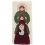 Illustration: Drei stilisierte Figuren übereinander. Grün, rot, weiße Farben, mit Heiligenscheinen.