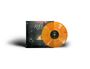 Text: "Sable Hills, HOMURA." Vinyl-Schallplatte in leuchtendem Orange vor einem dunklen Cover mit Feuer-Motiv.