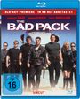 "THE BAD PACK" in großen Buchstaben. Darunter eine Gruppe von sechs Männern und einer Frau in Lederjacken und schwarzer Kleidung.