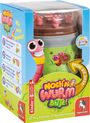 "Wie wird gespielt? 1. Stecke 10 Würmer in die Dose und drehe sie. Drehe die Dose! Kids Fun Logo, bunter Wurm."