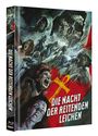 Text: "DIE NACHT DER REITENDEN LEICHEN". Eine düstere, illustrative Darstellung von schreienden Gesichtern und Skeletten.