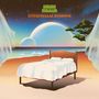 "Sergio Torres Interstellar Bedroom" in bunten Buchstaben, zeigt ein Bett am Strand mit Planeten und Wellen im Hintergrund.