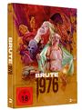 "BRUTE 1976", FSK ab 18. Illustration mit diversen Charakteren, darunter ein Skelett und blutige Szenen.