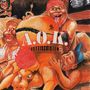 A.O.K. FETTISCHISTEN. Illustration mit satirischen, grotesken Figuren und übertriebenen Gesichtsausdrücken.