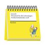 Text: Janosch, Wondrak für alle Lebenslagen, Postkartenkalender 2028, Reclam. Illustration: Zwei Personen in bunter Kleidung.