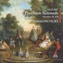 "Mozart, Posthorn Serenade, Marches K.335, Harnoncourt" auf einem Gemälde mit einer Gruppe Menschen im Freien.