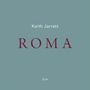 Text: "Keith Jarrett ROMA" in schlichter Schrift. Hintergrund ist einfarbig hellblau.