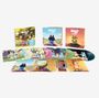 "Bluey", "The Album" und "Dance Mode". Sammlung von bunten Vinyl-Schallplatten und Illustrationen der Serie.