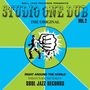 "Soul Jazz Records presents Studio One Dub Vol. 2. Fist und Tänzer überladene Illustration mit grün-blauen Segmenten."