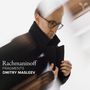 "Rachmaninoff Fragments Dmitry Masleev" in Weiß. Porträt eines Mannes, nachdenklich in dunklem Mantel. Oben rechts ein stilisiertes Logo.
