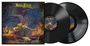 Text: "Judas Priest", "Sad Wings of Destiny", "Remixed & Remastered". Illustration: Engel kniend vor Flammen, dunkle Farbe. Zwei Vinyl-Schallplatten.