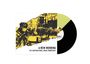 „A NEW MORNING", „THE (INTERNATIONAL) NOISE CONSPIRACY“. Illustration: Gelb-schwarze Stadt-Szene mit Menschen. Vinyl mit zweifarbigem Design.