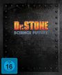 Text: "Dr. STONE SCIENCE FUTURE". Unten links: "FSK ab 16 freigegeben". Hintergrund: Metallische Platte mit Nieten.