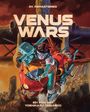 "2K Remastered. Venus Wars. Ein Film von Yoshikazu Yasuhiko." Illustration eines Personen auf rotem Motorrad vor futuristischem Hintergrund.
