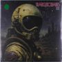 "TRANQUONAUTS III" in roten Buchstaben. Ein Astronaut in einer apokalyptischen Landschaft unter Sternenhimmel.