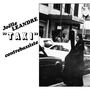 Text: Joëlle Leandre "TAXI" contrebassiste. Eine Person mit einem Kontrabass steht auf einer belebten Straße neben Taxis.