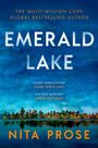 "Emerald Lake", "Nita Prose", "Cover to be revealed". Weißer Text auf rotem Hintergrund.