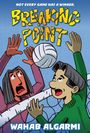 "NOT EVERY GAME HAS A WINNER. BREAKING POINT. WAHAB ALGARMI." Zwei Cartoon-Figuren spielen Volleyball.