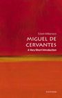 Text: "Edwin Williamson, Miguel De Cervantes, A Very Short Introduction, Oxford." Rotes und orangefarbenes, abstraktes Design.