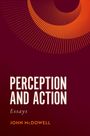 "PERCEPTION AND ACTION Essays John McDowell" in weiß/orange Schrift auf dunkelrotem Hintergrund mit kreisförmigem Muster.