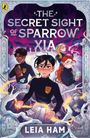 Texte: "LEIA HAM", "THE SECRET SIGHT OF SPARROW XIA", "DANGER COMES INTO FOCUS IN SPRING 2027". Ein Pinguin-Logo.