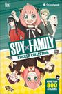 "SPY×FAMILY: STICKER COLLECTION" und "MORE THAN 800 STICKERS". Illustrationen von fröhlichen Charakteren, bunt und lebhaft.