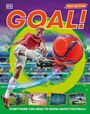 Texte: "GOAL!", "NEW EDITION", "EVERYTHING YOU NEED TO KNOW ABOUT FOOTBALL!". Ein Fußballspieler tritt einen Ball auf einem bunten Hintergrund.