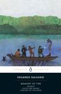"EDUARDO GALEANO Memory of Fire Genesis Faces and Masks Century of the Wind." Eine Illustration mit Personen in einem Boot.