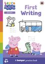 "First Writing", "Learn with Peppa Pig", "English". Zwei Schweinchen, ein Bus und ein Dinosaurier sind zu sehen.