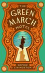 „The Green March Hotel“ von Sophie Livingston. Illustration: Mann mit Koffer in Schlüssellochform, umgeben von Verzierungen.