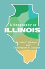 Text: "A Geography of ILLINOIS. John C. Hudson and Christopher R. Laingen." 
Illustration: Bunte Kartengrafik von Illinois.