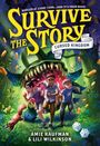 Oben großer gelber Text: "Survive the Story". Kinder rennen von einem monsterartigen Maul davon, umgeben von Wald.
