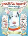 Komikartige Illustration eines Hundes mit der Aufschrift: "PINKERTON, BEHAVE!" und "Can a dog with more sweetness than smarts become a hero?".