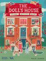 „The Doll's House: Sticker Activity Book“. Illustration eines Hauses mit Figuren, Tieren und Pflanzen.
