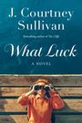"What Luck" von J. Courtney Sullivan. Eine Person mit Fernglas, liegt auf einem Holzsteg und blickt neugierig in den Himmel.