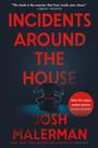 „INCIDENTS AROUND THE HOUSE“ und „JOSH MALERMAN“ in Rot. Ein dunkler Plüschhase sitzt im Mittelpunkt.