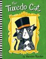 Text: "the Tuxedo Cat\nby Vanessa Roeder." Illustration: Schwarze Katze mit Zylinder und Schleife in gelbem Rahmen vor grünem Hintergrund.