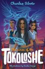 "The curse of the Tokoloshe." Illustration von drei Jugendlichen, einer mit Rucksack, vor einem mystischen Hintergrund.