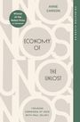 "Economy of the Unlost" von Anne Carson; stilisiertes Cover mit wiederholten Buchstaben, Grüntöne.