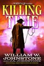 „KILLING TIME“ in großen Buchstaben; ein Cowboy mit Hut und Peitsche vor einem dramatischen Himmel.