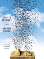 „Gravity Archives“, „Andrew Motion“, „Expanded & Revised Edition“. Steinskulptur von Füßen, darüber Schwarm Vögel im Himmel.
