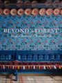 Text: "BEYOND the FOREST: Magical Interiors of Transylvania." Bunte bemalte Teller auf blumiger Wand, blaue Bank.