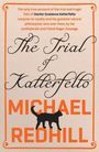 "The Trial of Katterfelto" von Michael Redhill. Abbildung zeigt Silhouette einer schwarzen Katze auf beigem Hintergrund.