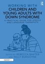 "WORKING WITH CHILDREN AND YOUNG ADULTS WITH DOWN SYNDROME" Illustration: Frau hilft Kind beim Zeichnen.