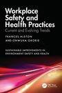 Texte: "Workplace Safety and Health Practices", Autoren: Frances Alston und Onwuka Okorie. Leuchtende Lichtkurven im Hintergrund.