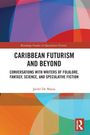 „Caribbean Futurism and Beyond“ von Jarrel De Matas. Bunte geometrische Formen im Hintergrund.