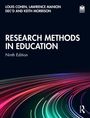 "Research Methods in Education, Ninth Edition" oben Autoren, unten bunte, geschwungene Linien, dunkler Hintergrund.