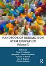 Text: "HANDBOOK OF RESEARCH ON STEM EDUCATION Volume II." Darunter Namen der Herausgeber. Buntes, verpixeltes Design oben.