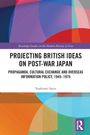 Buchtitel: "Projecting British Ideas on Post-War Japan" von Yoshiomi Saito, mit bunten geometrischen Formen im Hintergrund.
